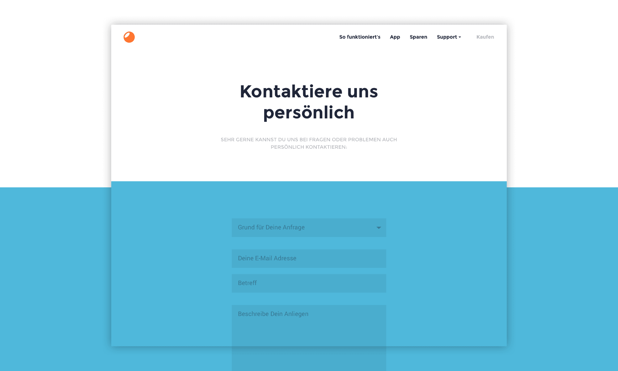 Finales Design der Kontakt-Seite mit Kontaktformular